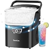 SenCre Nugget Ice Maker with Handle 40lbs/Day Countertop Ice Maker Soft Ice | Ice Makers Portable Ice Machine Ready in 5 Mins Soft Chewable Ice Auto-Cleaning for Home Kitchen Office Party &amp; Large Family