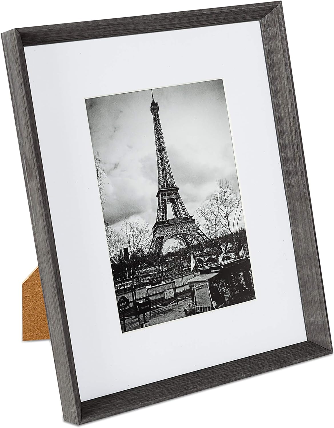 upsimples 8x10 Picture Frames with High Definition Glass, Display Pictures 5x7 with Mat or 8x10 Without Mat, Rustic Photo Frames for Wall or Tabletop Display, Set of 5, Dark Grey -