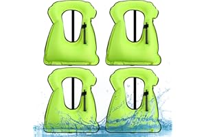 Jerify 4 Pcs Inflatable Snorkel Vest Adults, Portable Swim Vest Jackets, Adjustable Kayaking Jackets Safety Vests for Snorkeling Swimming Diving Surfing