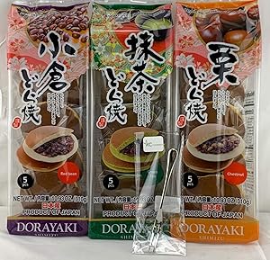 Japanese Dorayaki Baked Bean Cake Pack of 3 ( 15 pcs Total ) 32oz Product of JAPAN (Variety Pack of 3)