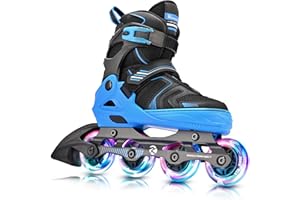 Kuxuan Skates Adjustable Inline Skates for Boys Girls, Kids Roller Skates Ages 4-12 with Light Up Wheels, Teen Skates for Beginner Women