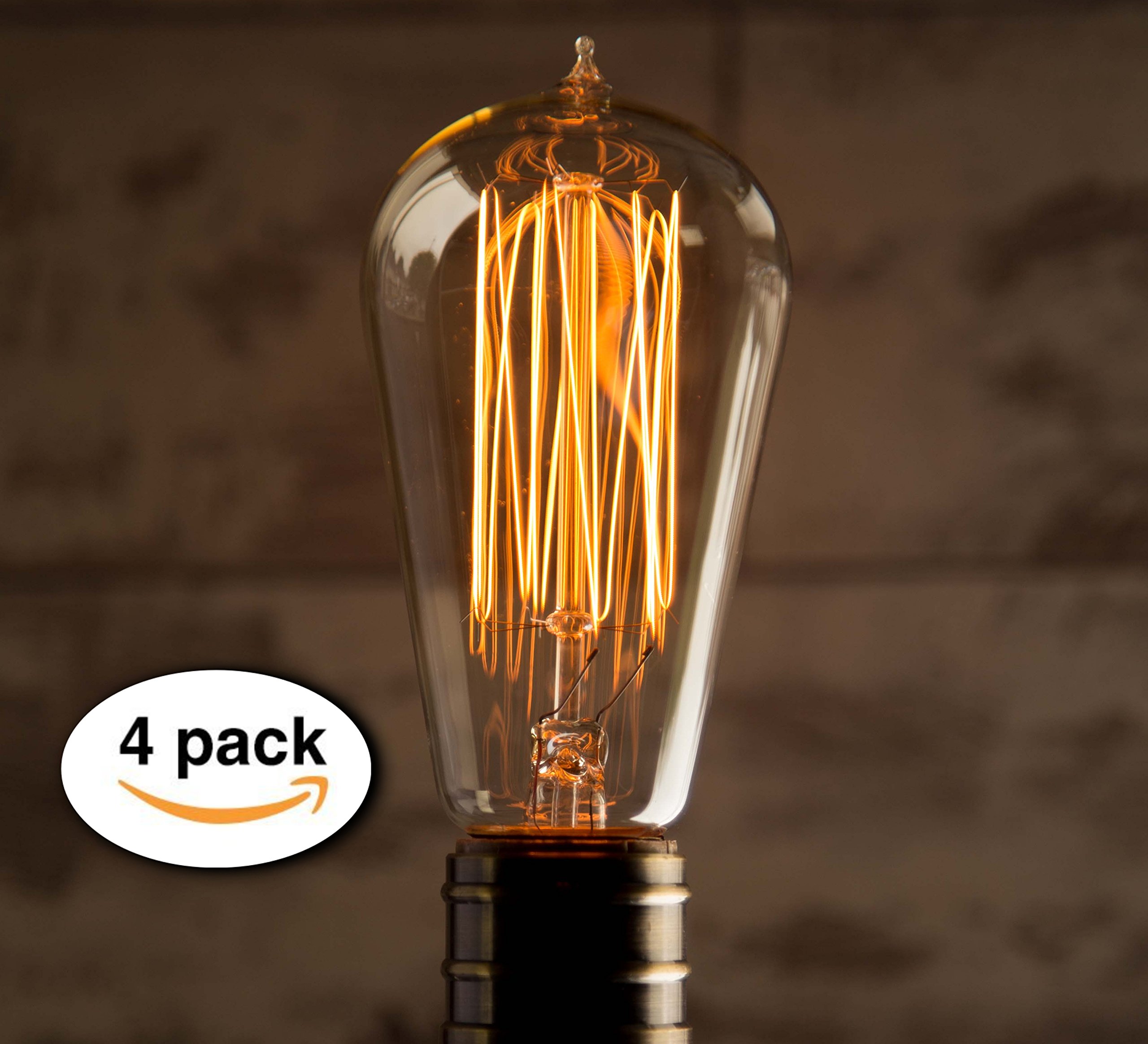 Edison bulbs 4 pack of 60 watt Teardrop Filament Vintage Incandescent Light 740812259349 eBay