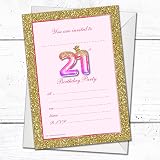 Olivia Samuel 20 Pack 21st Birthday Invitations Pink Gold Glitter Effect view 4