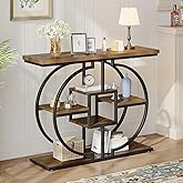 GiftGo Industrial Console Table with Storage, 41.3" Entryway Table with Shelves, Rustic Sofa Table with Metal Frame, Hallway 