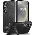 WTCASE for Galaxy S24 Case Leather with Stand, Luxury Vgean Cover for Men Women, Protective Slim Kickstand Shockproof Phone Cases for Samsung S24 5G 6.1" (2024) (Black)