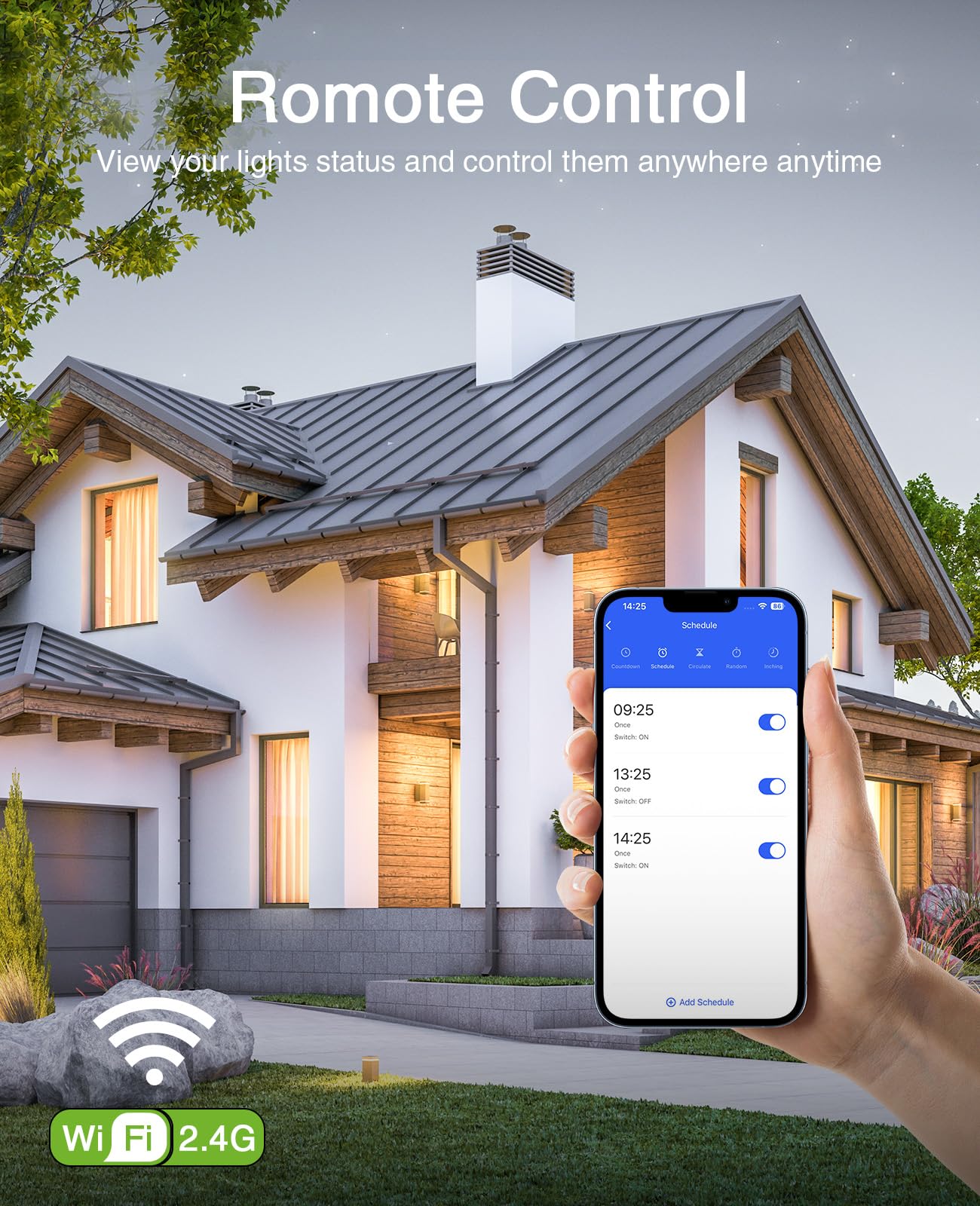 GHome Smart Switches for Lights, WiFi Smart Light Switch Works with Alexa and Google Home, Single-Pole, Neutral Wire Required, 2.4Ghz WiFi Light Switch with APP Control, No Hub Required, UL FCC Listed - View 6