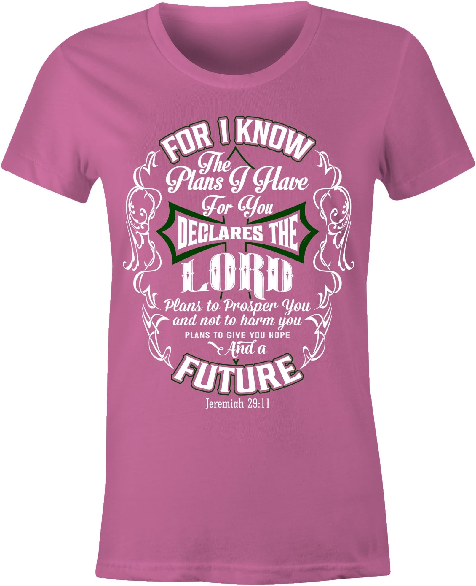 Witness Tees Ladies Fitted Jerimiah 29:11 Christian T Shirt ( Pink , XXL )