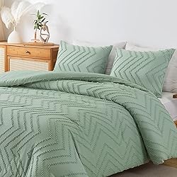 Andency Sage Green Comforter Set Queen, Boho Soft