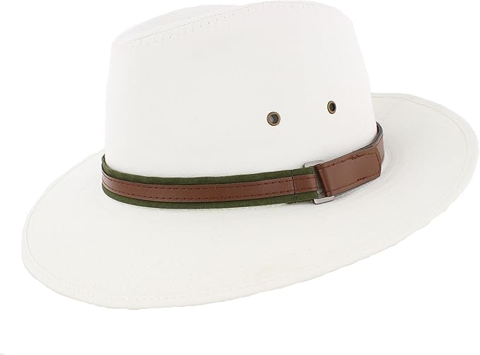 The Hat Company Mens Cotton Fedora (Small 57cm, White with Faux Leather Band) Amazon.co.uk