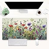 Shalysong Floral Desk Pad Mat Watercolor Flowers Desk Mat XL Large Gaming Mousepad Extended Aesthetics Laptop Computer Keyboard and Mouse Pad Office Desk Decor for Women 31.5 x 15.7 in