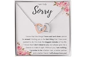 FG Family Gift Mall Im Sorry Gifts For Her, Apology Gifts For Her, I Love You I'm Sorry Gift, Giant Sorry Forgiveness Necklace with Message Card and Gift Box