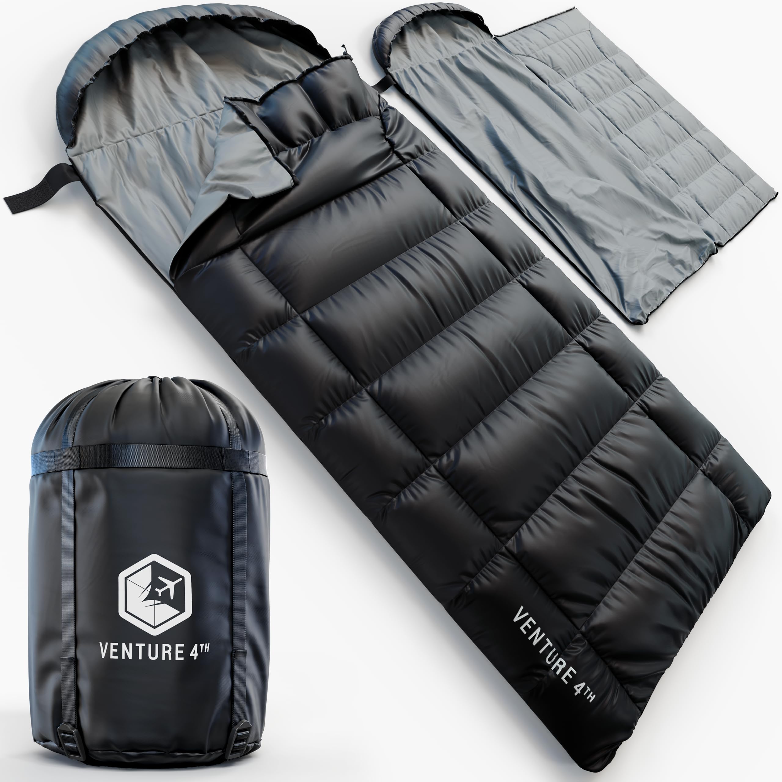 Photo 1 of VENTURE 4TH 3-Season XXL Backpacking Sleeping Bag, Camping Sleeping Bags for Adults & Kids - Lightweight, Comfortable, Water Resistant, Ideal for Hiking, Camping & Outdoor - Black