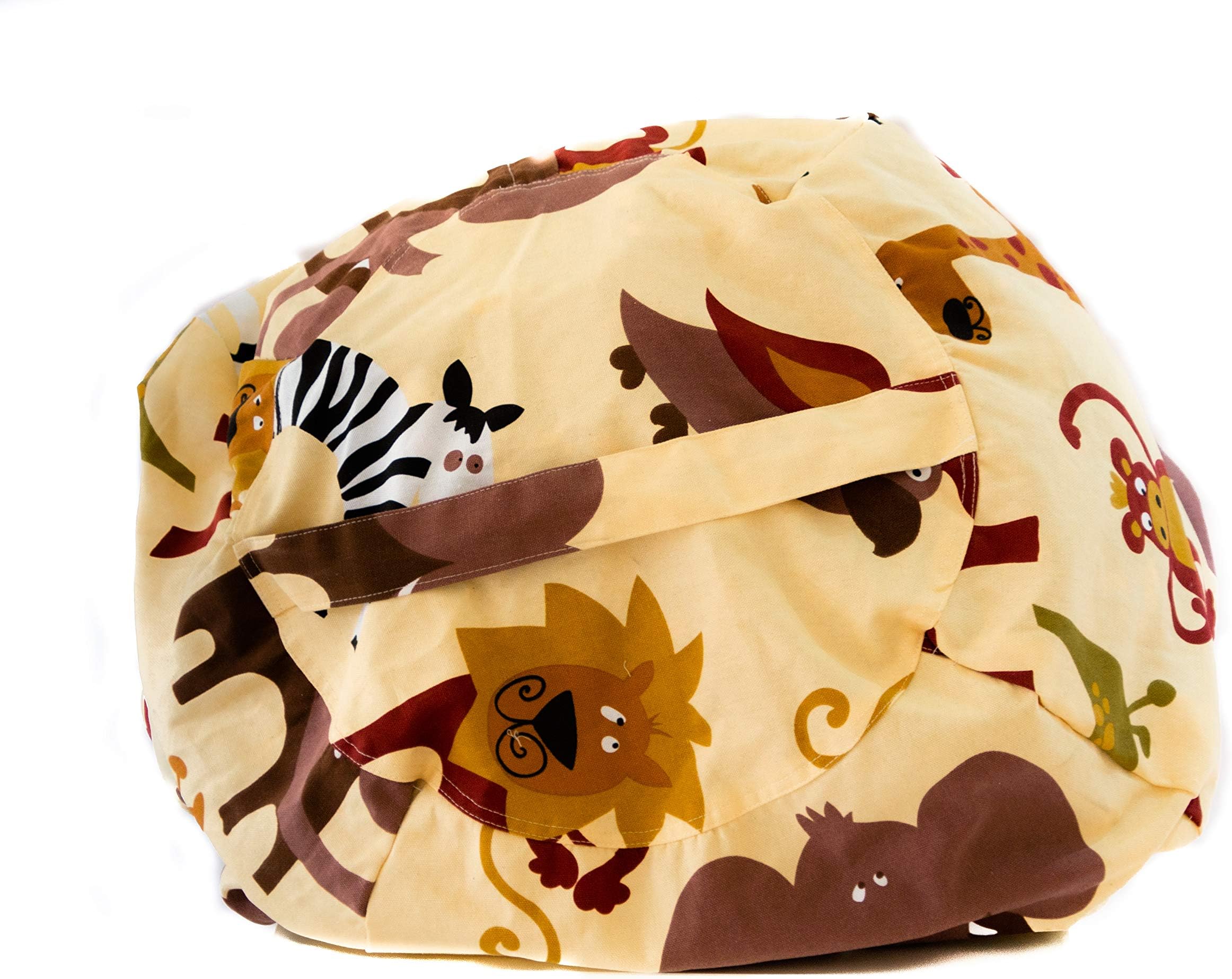 MSB Kid's Stuffed Animal Storage Bean Bag Chair - Giant Bean Bag Chair for Kids Available in 3 Patterns (Cream, 27")
