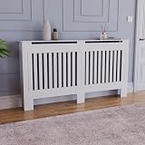Vida Designs Chelsea Radiator Cover White Large Vertical Slat H82 W152 D19cm view 2