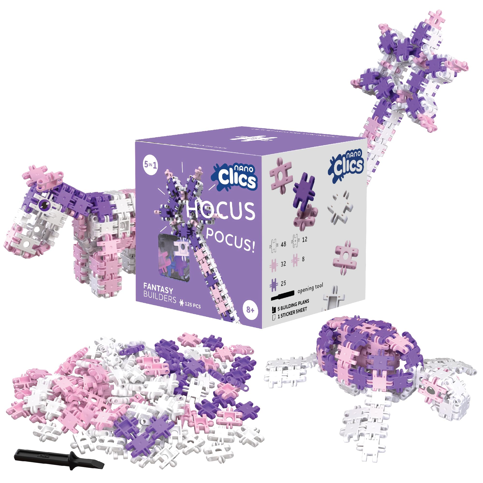 Nano Clics Fantasy Builders 125-125 Piece Construction Set for Ages 8 and Up, Creative Educational Toys for Girls and Boys, Purple