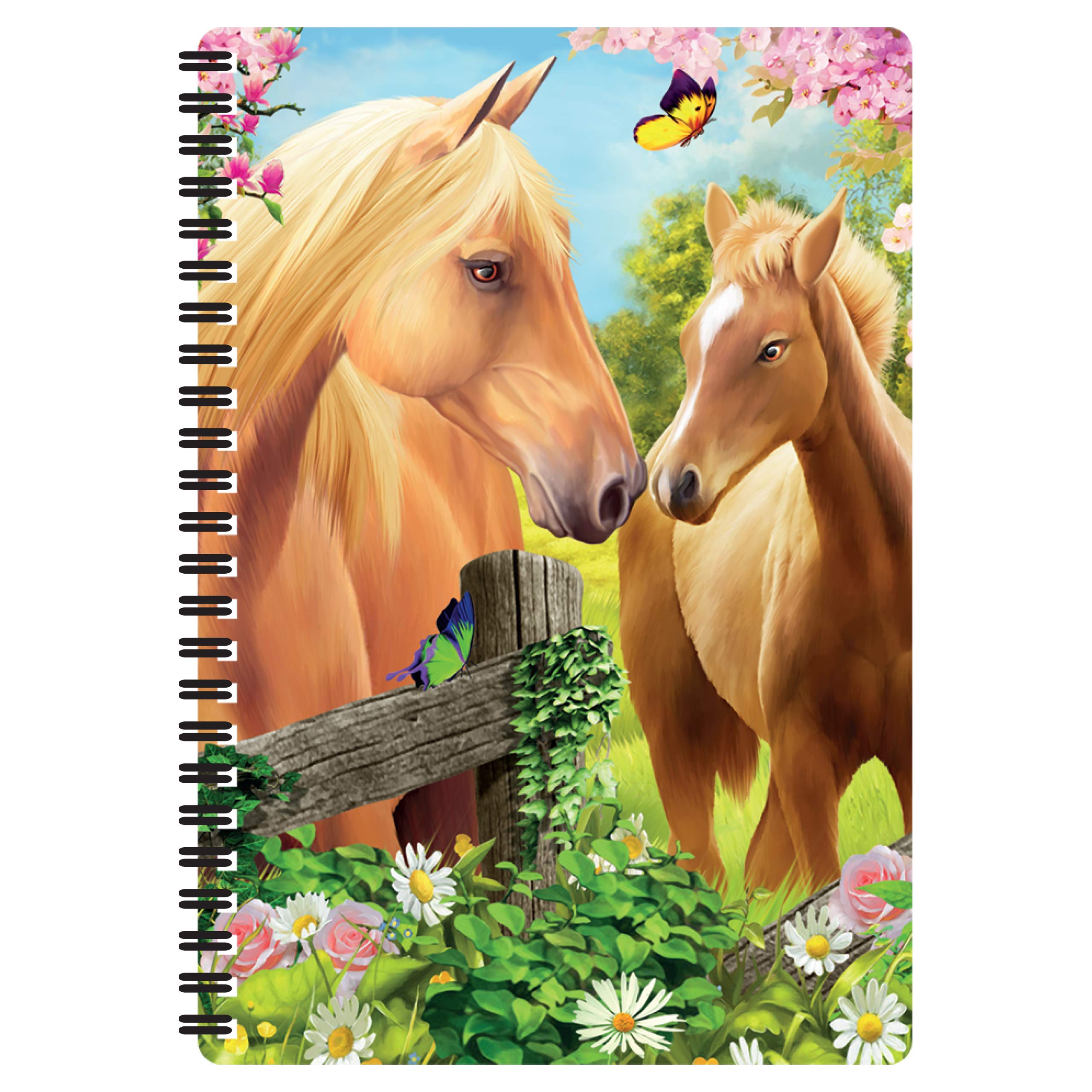 3D LiveLife A5 Notebook - Greener Pastures from Deluxebase. Spiral Bound Lined Notebook with 80 Recycled Pages, 3D Horse Art Notebooks for Work, Gifts and School Supplies, (21 x 14.5 cm).