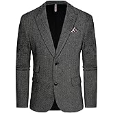 PJ PAUL JONES Men Tweed Blazer Wool Herringbone Sport Coat Jacket Vintage Blazers Suit Jackets