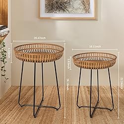 Oakrain Rattan Side Table Nesting Tables Set of