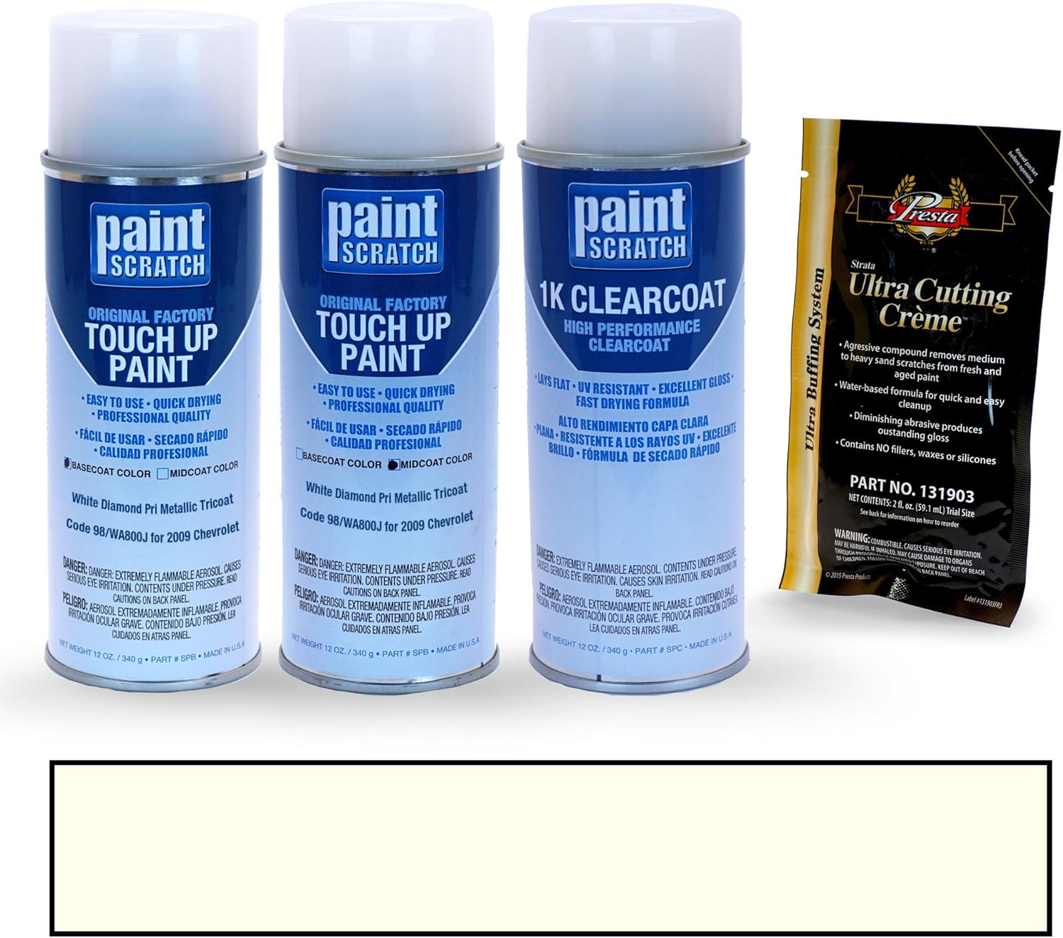 PAINTSCRATCH White Diamond Pri Metallic Tricoat 98/WA800J