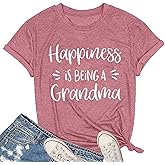 MAIHUN Womens Grandma Shirt Happiness is Being a Grandma Shirt Funny Letters Printed Casual Grandmother Tee Top Blue