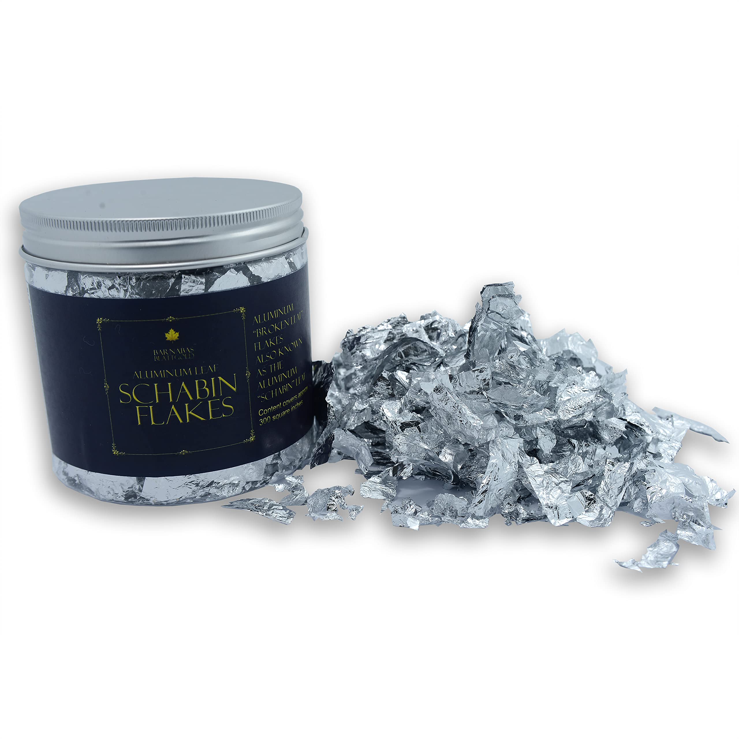 BARNABAS BLATTGOLD Imitation Silver Leaf Flakes 15g - Silver Flakes for Resin and Crafts - Schabin Silver Leaf for Gilding, Painting, and Arts