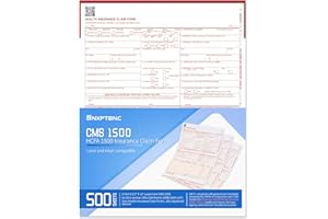 YNXPTBNC 500 Sheets CMS 1500 Claim Forms,HCFA 1500 Insurance Claim Forms,New Version HCFA 1500 02/2012 Revision,Laser & Inkjet Compatible,Letter Size 8-12" x 11"