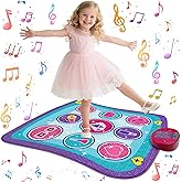 RUNJIAER Kids Dance Mat for Girls Boys Ages 3-12, Interactive Electronic Rhythm Dance Pad with Built-in Music & Adjustable Volume, Fun Toddler Active Play Toy Gift for Holiday Birthday Party