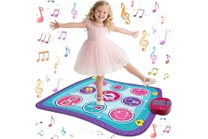 RUNJIAER Kids Dance Mat Game Toy for Girls & Boys Ages 3-12, Interactive Electronic Rhythm Dance Step Pad with Built-in Music, Adjustable Volume & Fun Light-Up Steps, Perfect Birthday & Holiday Dance Game Gift