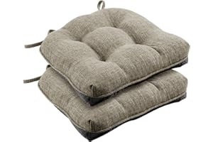 Wellsin Chair Cushions for Dining Chairs 2 Pack, 15.5" X 15.5" Kitchen Chair Cushions with Ties and Non-Slip Backing, Tufted Shredded Memory Foam Kitchen Chair Pads, Khaki