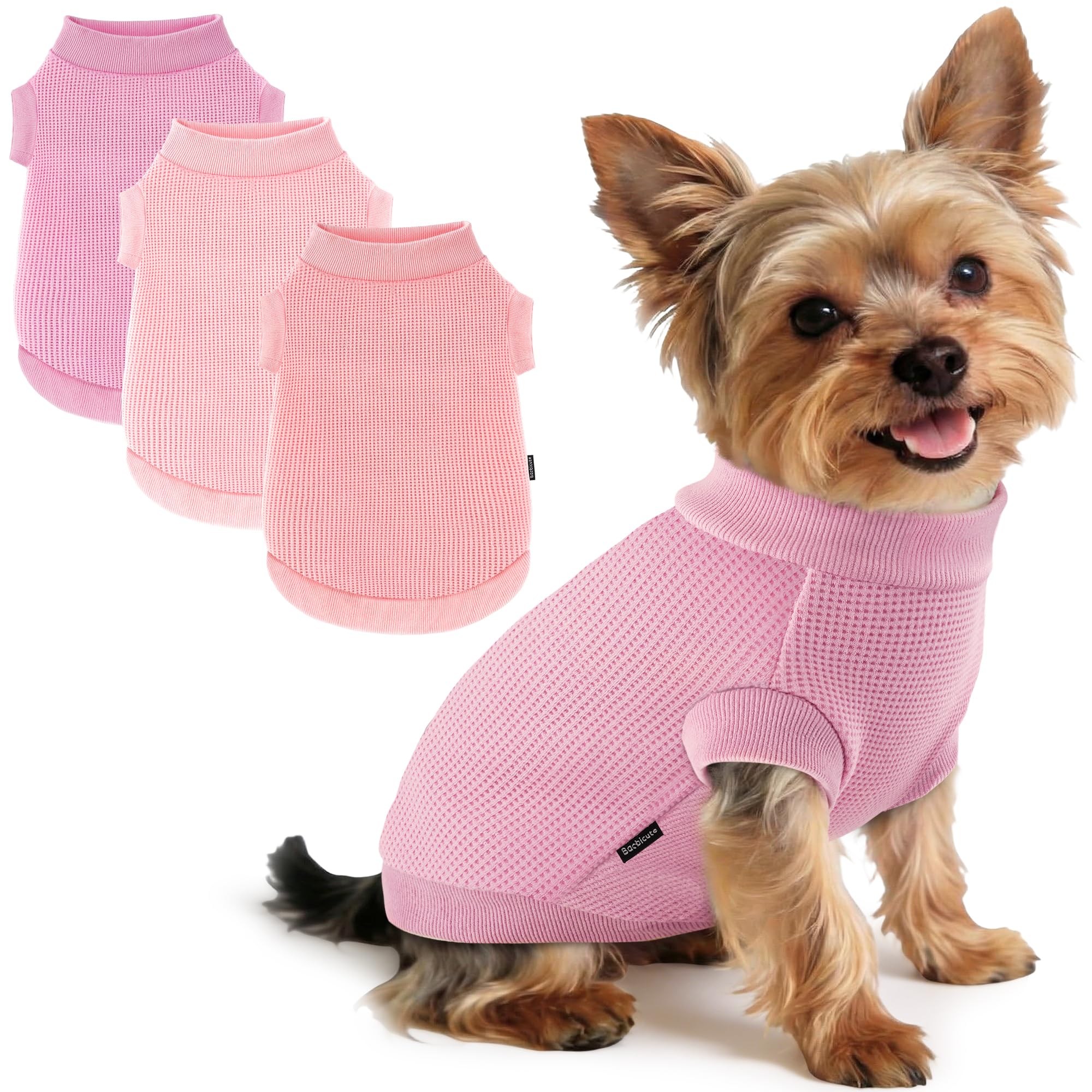 Photo 1 of 3 Pack Dog Shirt for Small Supplies Functional Waffle Dog Clothes Warm Soft Sweatshirt Outfit for Dogs Cats Pet Apparel