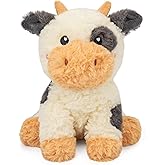 Cow Microwavable & Weighted Stuffed Animals - 1.5 Lbs Unscented Heating Pad for Period Cramps Pain Relief and Anxiety, Cute Black Cow Plush Toys Gifts for Women Girls Adults and Kids by Happy Fuel