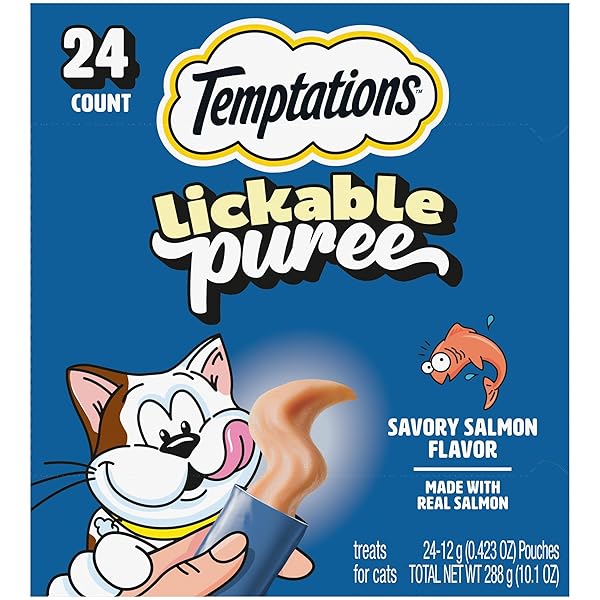 TEMPTATIONS CREAMY PUREE SQUEEZABLE LICKABLE CAT TREATS, WET...