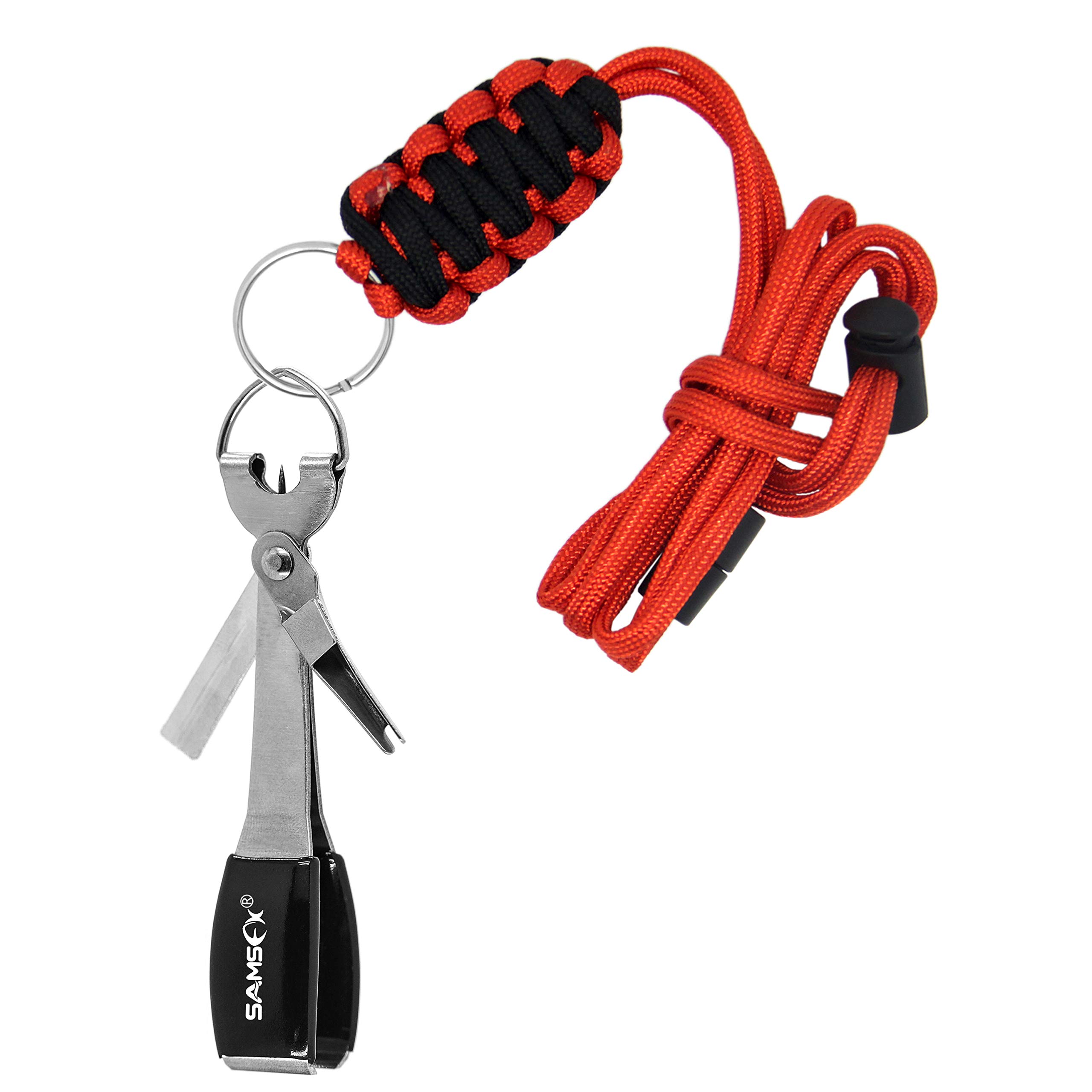 SAMSFX Quick Knot Tool and Fly Fishing Tippet Spool Holder Necklace Lanyard Combo (Breakaway Lanyard & Silver Knot Tool)