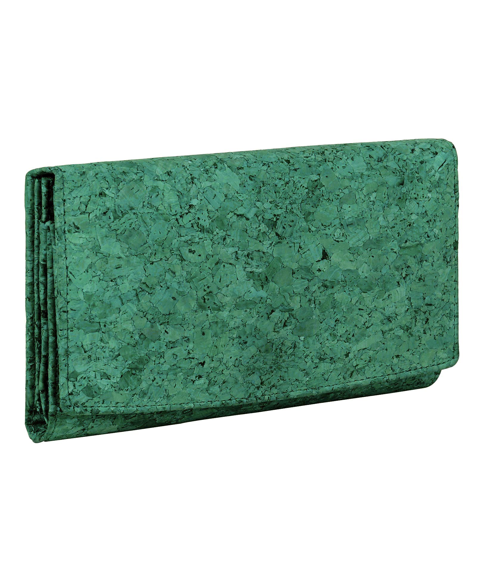 Hudson & James Ladies Designer Cork Vegan RFID Blocking Shield Card Holder Wallet Purse Multi Credit Card Women Clutch Wallet with Zip Pocket (Cork Teal)