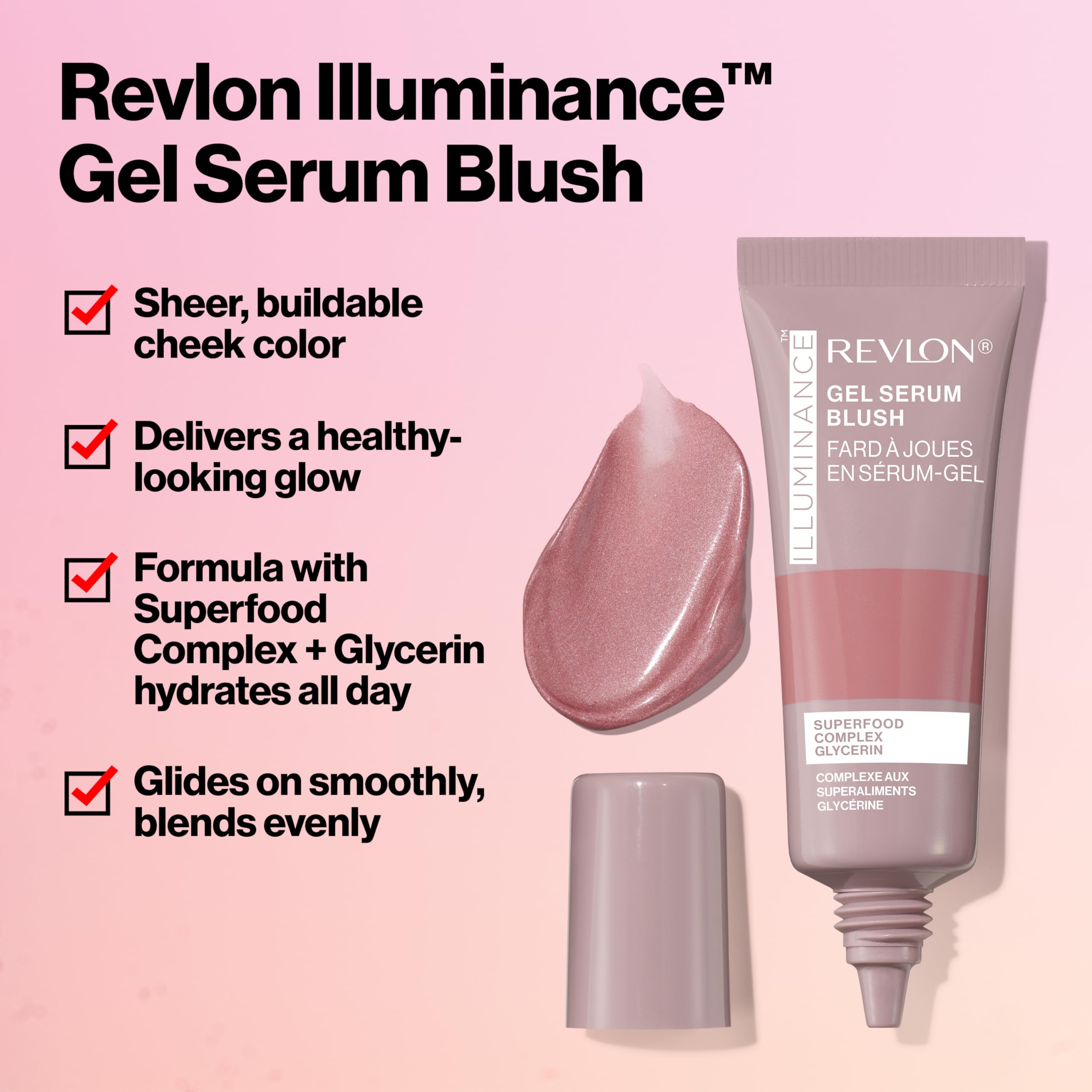 REVLON Illuminance Gel Serum Blush, Visibly Plump Cheeks, Dewy Finish and Hydrates All Day, 110 Enchanting Mauve, 0.37 fl oz.