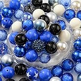 BERMRO 20mm Chunk Bubblegum Beads 80pcs Dark Blue Acrylic Bead Large Gumball Rhinestone Pearl Beads for DIY Phone Chain Key Chain Bracelet Necklace (darkblue)