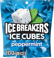 ICE BREAKERS Ice Cubes Peppermint Sugar Free Chewing Gum Pouch, 8.11 oz (100 Pieces)