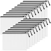 SUNEE Plastic Mesh Zipper Pouch 9.2x12.5 in (Black, 18 Packs),Extra Large Water-Resistant Zip Bag for School Office Supplies, Puzzles & Games Organizing Storage
