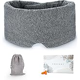 FRESHME Cotton Eye Mask for Sleeping in Gift Box - Soft and Adjustable Extensions Sleep Mask with Earplugs and Pouch for Women and Men, Blackout Cover for Night Travel Relaxation