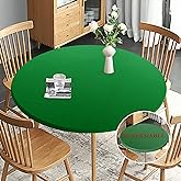 Obstal Fitted Round Table Cloth, Fits Round Tablecloth for 48-56", Green | Reversible Waterproof Stain Resistant Elastic Stretch Tablecloth, Wipe Clean Table Cover for Outdoor/Indoor Use
