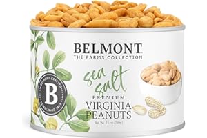 Belmont Peanuts Gourmet Sea-Salted Virginia Peanuts, 25 oz (1 Pack) – Only 3 Simple Ingredients, No Preservatives, 7g Protein – A Premium, Salty, Crunchy, Hand Seasoned Snack