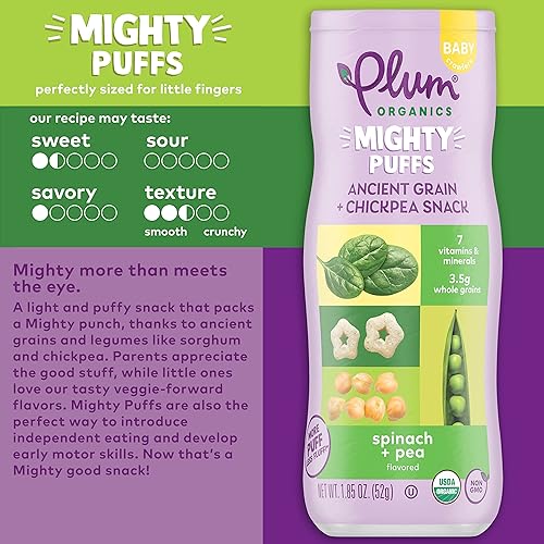 Plum Organics Mighty Puffs Organic Baby Food Three Flavor
