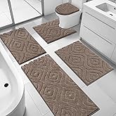 Ileading Bathroom Rugs Sets 5 Piece, Ultra Soft Absorbent Bath Mat for Bathroom, Non Slip Washable Bath Rug Set with Toilet Cover, Plush Bath Runner and U-Shaped Contour Toilet Rug