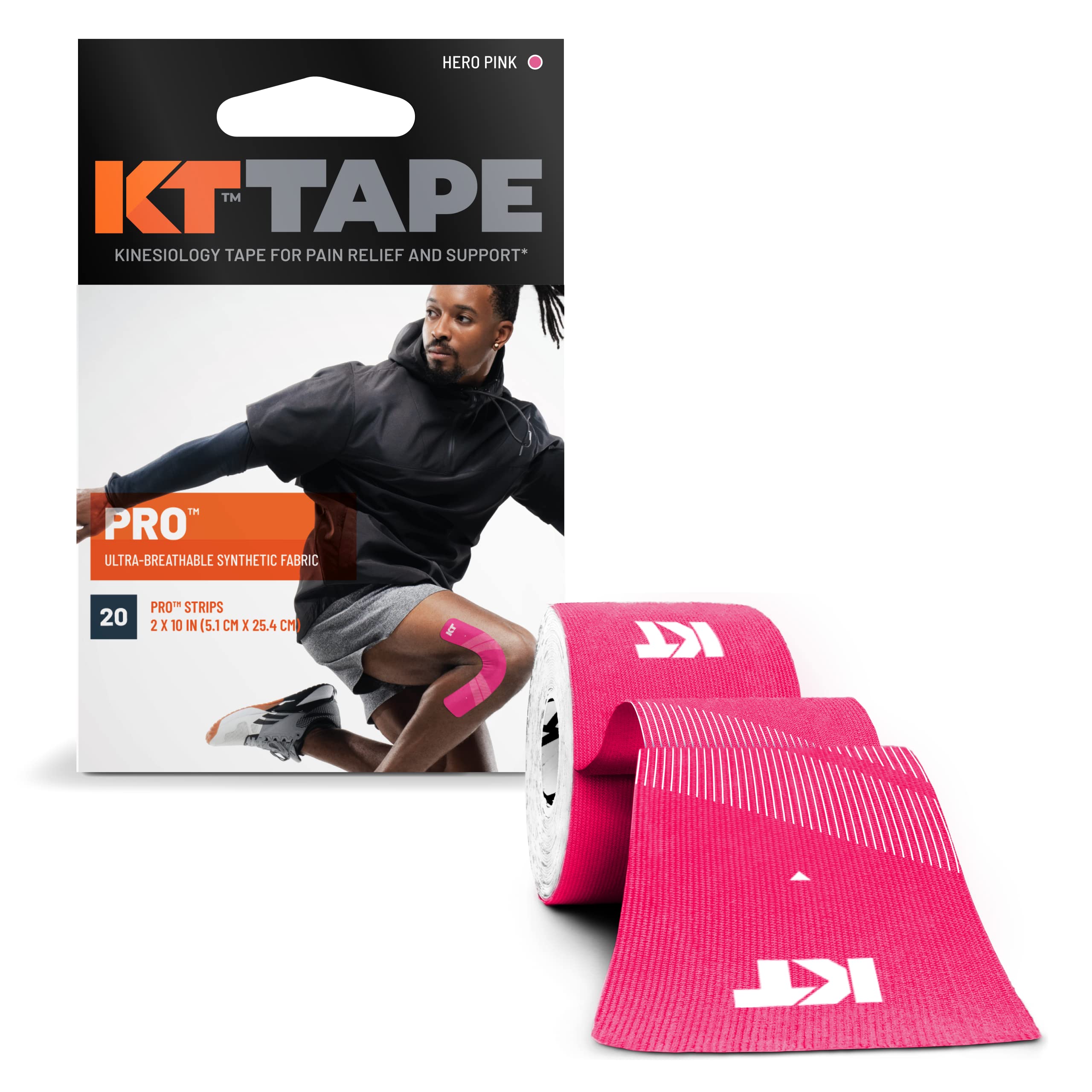 KT TAPE PRO, Pre-cut, 20 Strip, Synthetic, Hero Pink — image 1