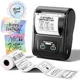 Phomemo M128 Label Maker 2 Inch High Speed Bluetooth Thermal Label Printer | 70mm/s Portable Address Barcode Sticker Printer Machine for Small Business Home Office School Kitchen with 100 Labels Black