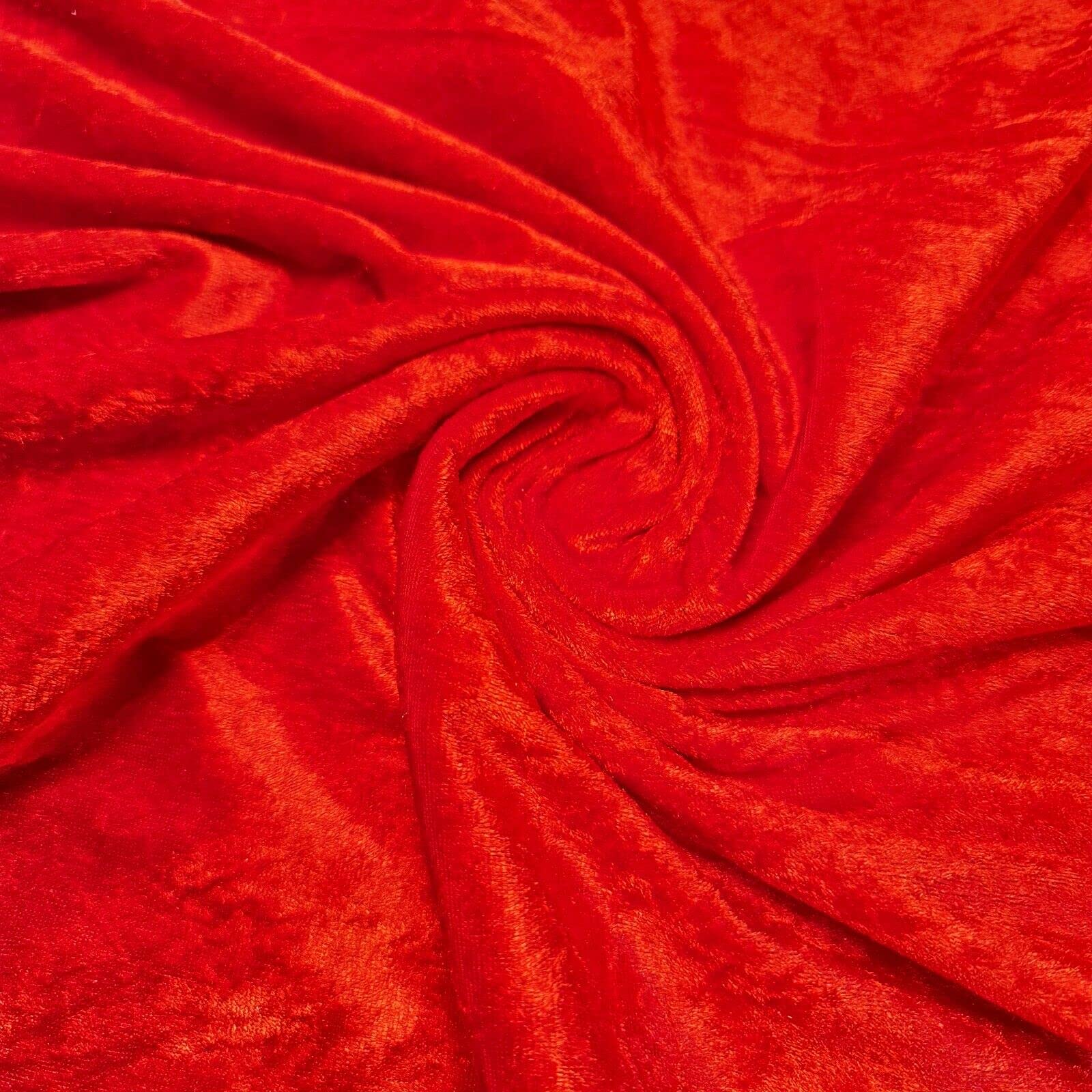 EP Premium Crushed Velvet Fabric Craft Stretch Velour Material Extra Wide - 58'' - 150 cm Wide Sold As Pre - Cut Lengths (Red) (NJK41)