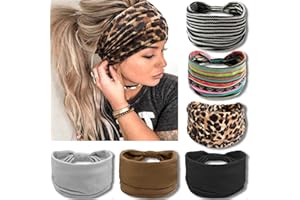 IVARYSS Wide Headbands for Women, Boho Knotted Head Wraps Turbans, Large African Style Head Bands Hair Accessories, 6 Pack