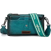 Wrangler Crossbody Wallet Purses Multi-function Card Holder Small Purse with Double Zipper