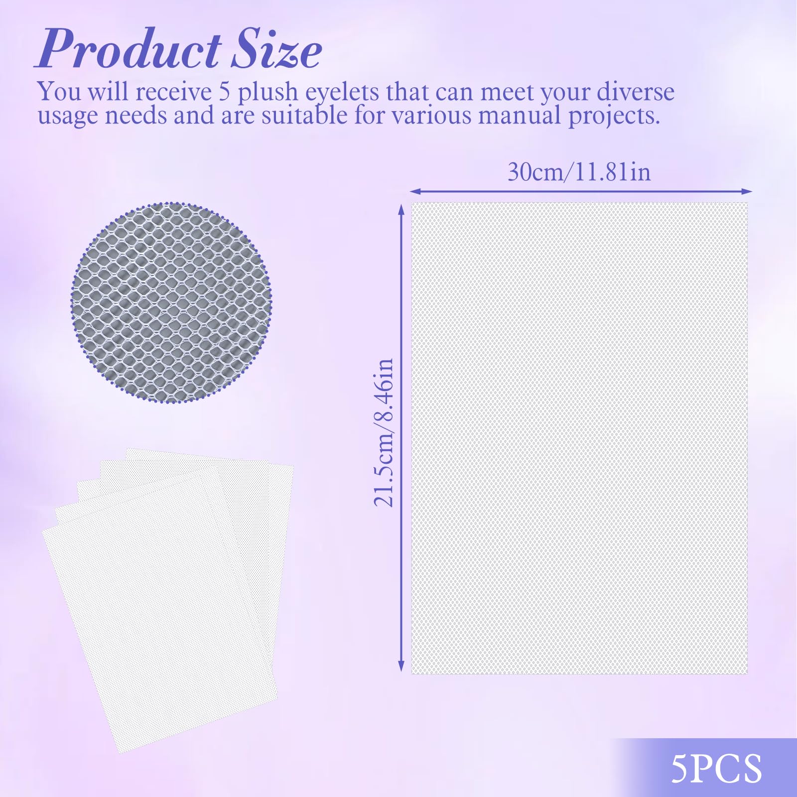 SHENLIU 5 Sheets Fursuit Eye Mesh, White Fursuit Eyes Mesh, Waterproof Printable PVC Eye Mesh Sheet for Fursuits, Furry Costume Roleplay, Props, Craft Making 11.8in x 8.46in