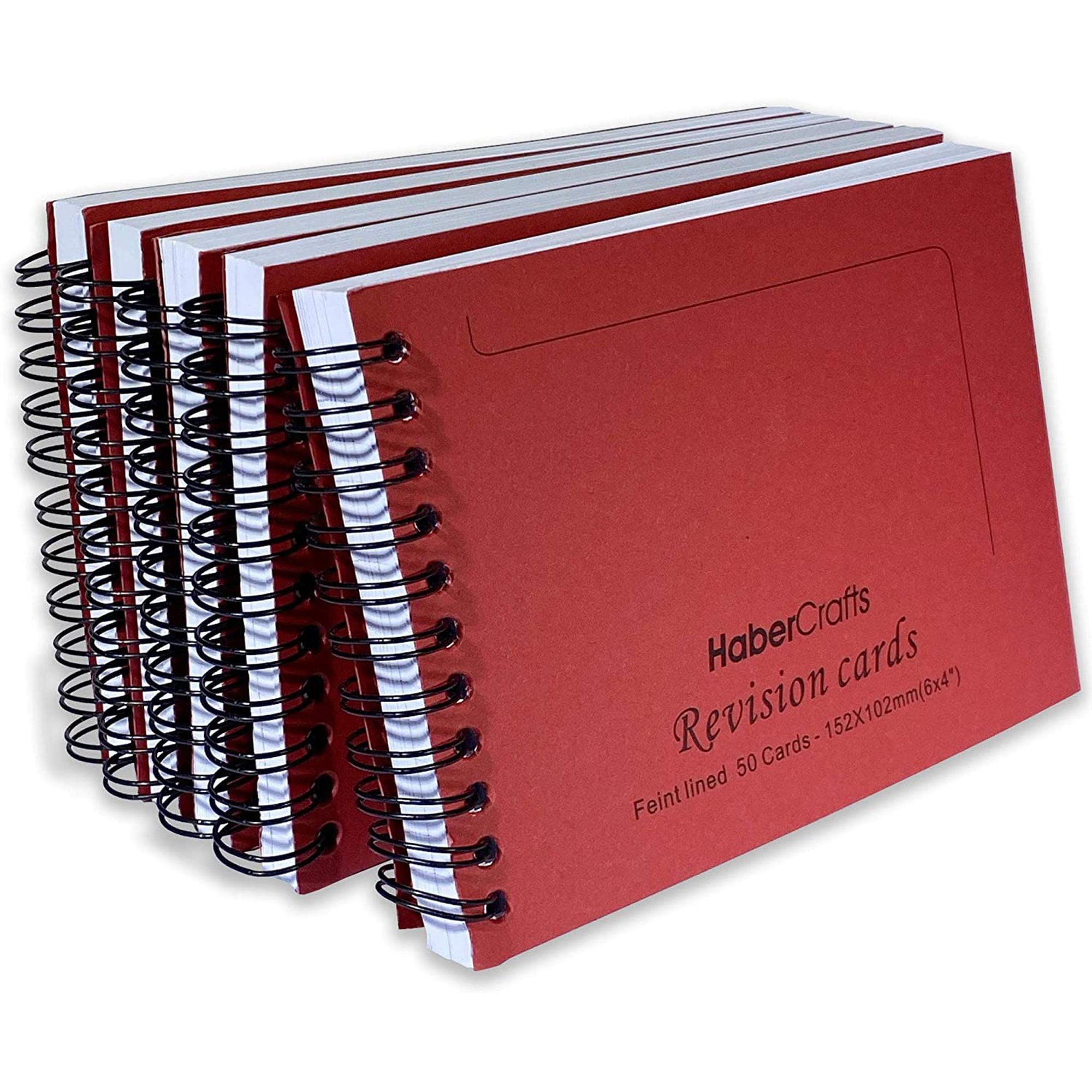 Flashcards Revision Book Study Cards Ruled Notepad Notebook Index Que Cards Record Card Travel Pad With Lined Thick 140gsm Paper Spiral Bound For Revision Exams Note Taking (5 Pads - A6 - 250 Pages)
